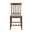 Counter Height Chair Set of 2- Brown Slatted Back- Gray Polyester