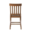 Counter Height Chair Set of 2- Brown Slatted Back- Gray Polyester