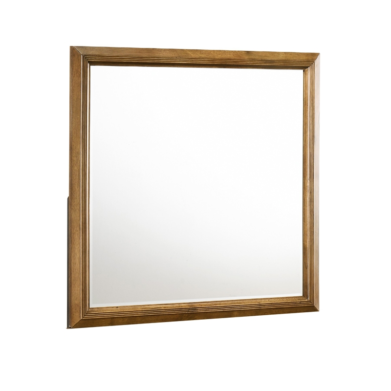 Tey Vanity Dresser Mirror- Honey Brown- Solid Rubberwood 39 Inch