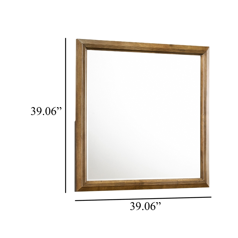 Tey Vanity Dresser Mirror- Honey Brown- Solid Rubberwood 39 Inch