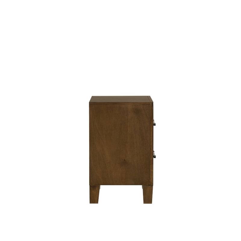 Lary Nightstand- 2 Drawers- Rustic Farmhouse Walnut Brown Finish