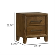 Lary Nightstand- 2 Drawers- Rustic Farmhouse Walnut Brown Finish