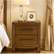 Lary Nightstand- 2 Drawers- Rustic Farmhouse Walnut Brown Finish