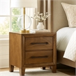Lary Nightstand- 2 Drawers- Rustic Farmhouse Walnut Brown Finish