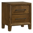 Lary Nightstand- 2 Drawers- Rustic Farmhouse Walnut Brown Finish