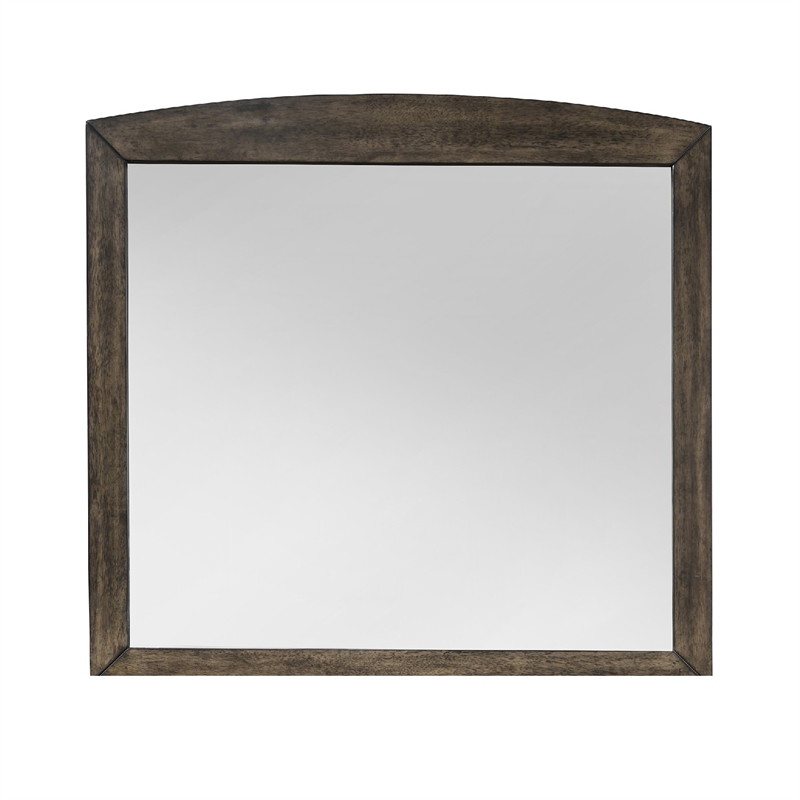 Roxy Dresser Mirror- Curved Top- Rustic Walnut Brown Solid Rubberwood