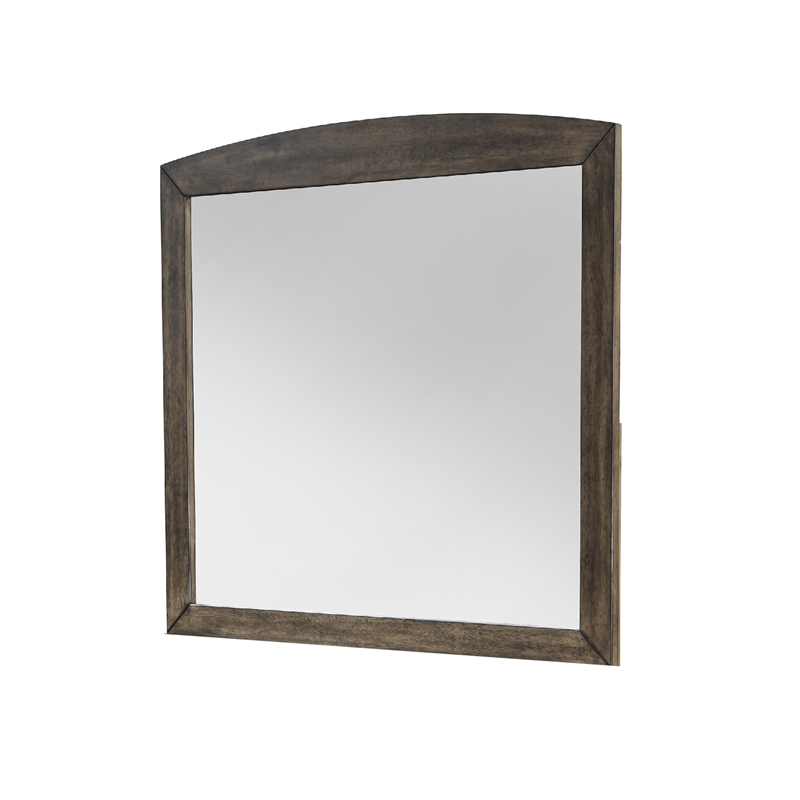 Roxy Dresser Mirror- Curved Top- Rustic Walnut Brown Solid Rubberwood