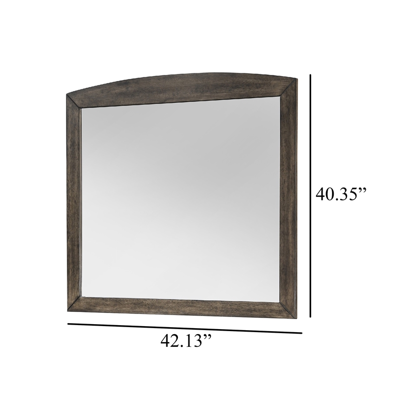 Roxy Dresser Mirror- Curved Top- Rustic Walnut Brown Solid Rubberwood
