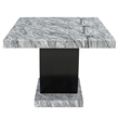 Lira Dining Table- 78 Inch Faux Marble Top- Black U Shaped Pedestal