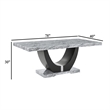 Lira Dining Table- 78 Inch Faux Marble Top- Black U Shaped Pedestal