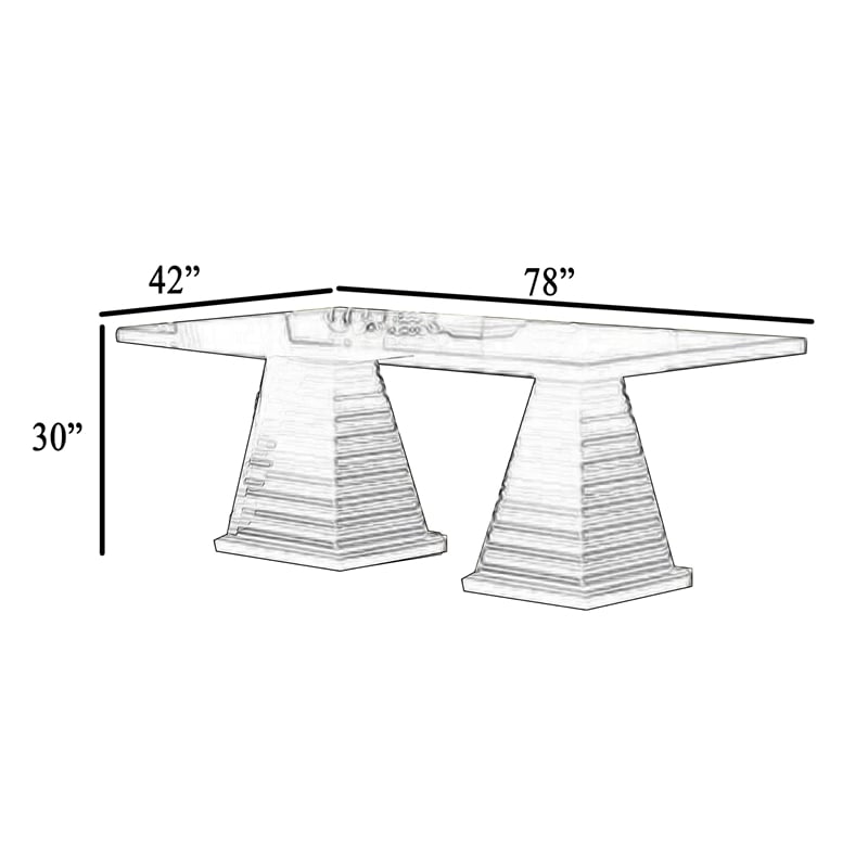Pex Dining Table- 78 Inch Rectangular Top- Double Pedestal Base- Brown