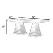 Pex Dining Table- 78 Inch Rectangular Top- Double Pedestal Base- Brown