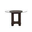 Cora Dining Table- 52 Inch Round Glass Top- Walnut Brown Pedestal Base