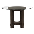 Cora Dining Table- 52 Inch Round Glass Top- Walnut Brown Pedestal Base