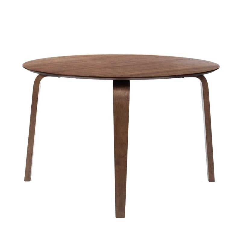 Aby Dining Table- 47 Inch Round Top- Rustic Walnut Brown Splayed Legs