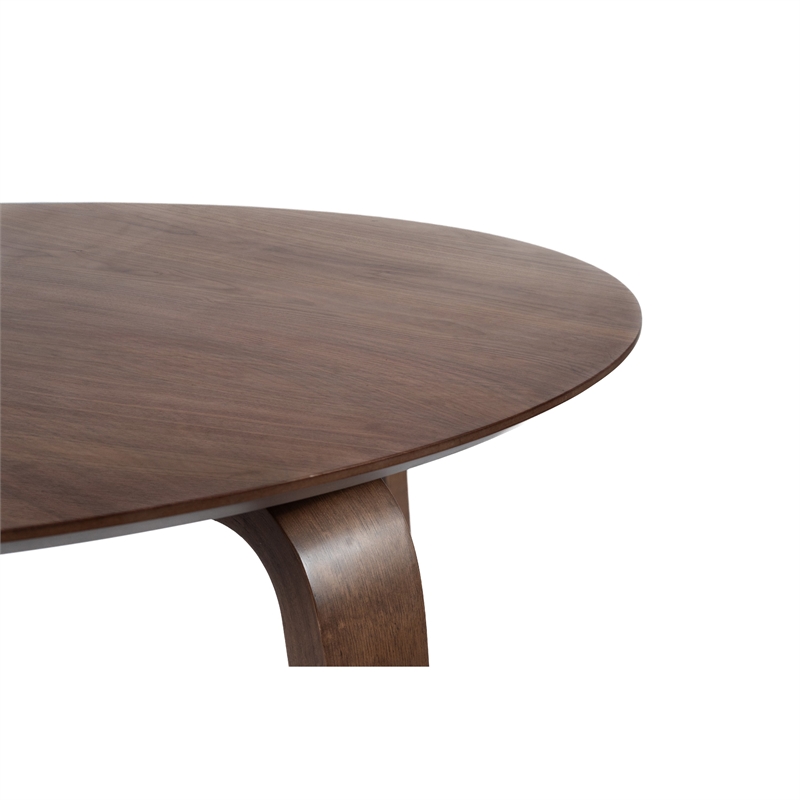 Aby Dining Table- 47 Inch Round Top- Rustic Walnut Brown Splayed Legs