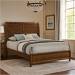 Lary Queen Bed with Sleigh-Style Headboard and Slat Kit- Walnut Brown