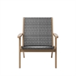 Rady Patio Side Armchair Set of 2- Gray Wicker- Brown Solid Wood