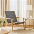 Rady Patio Side Armchair Set of 2- Gray Wicker- Brown Solid Wood