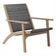 Rady Patio Side Armchair Set of 2- Gray Wicker- Brown Solid Wood