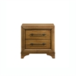 Tey Nightstand- 2 Drawers w Long Black Handles- Honey Brown