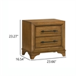 Tey Nightstand- 2 Drawers w Long Black Handles- Honey Brown