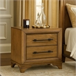 Tey Nightstand- 2 Drawers w Long Black Handles- Honey Brown