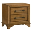 Tey Nightstand- 2 Drawers w Long Black Handles- Honey Brown