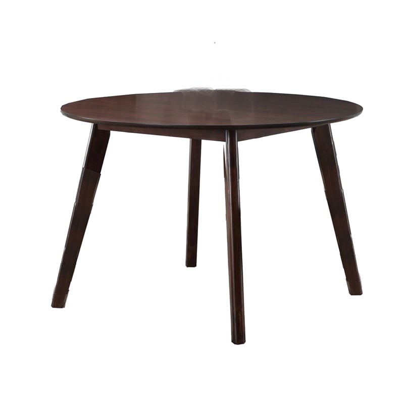Tery Dining Table- 47 Inch Round Top- Angled Legs- Cherry Brown Wood