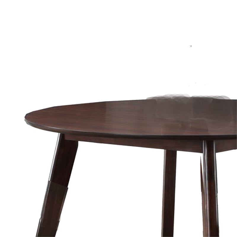 Tery Dining Table- 47 Inch Round Top- Angled Legs- Cherry Brown Wood