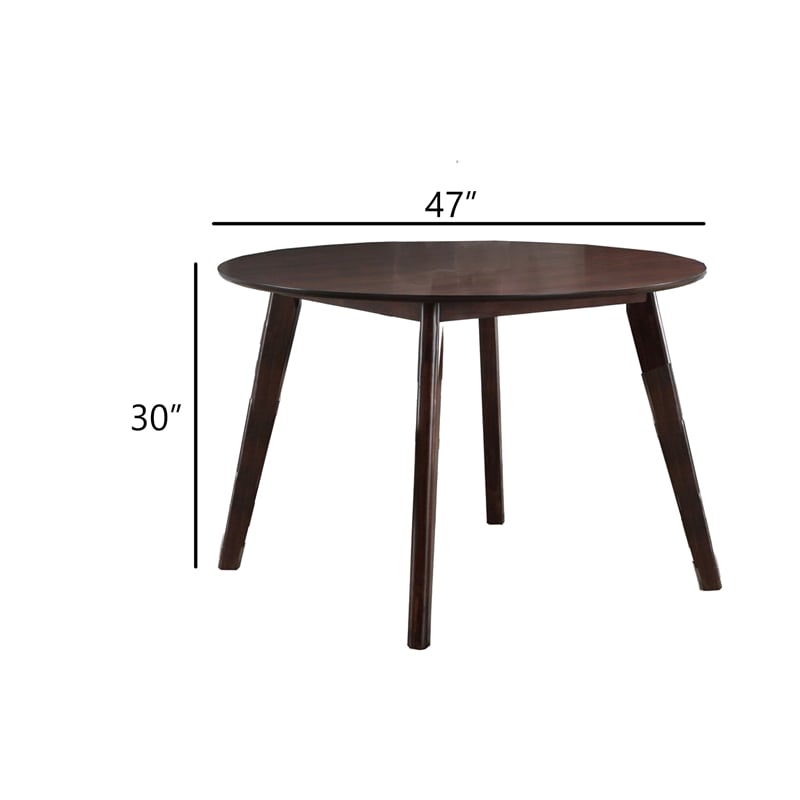 Tery Dining Table- 47 Inch Round Top- Angled Legs- Cherry Brown Wood