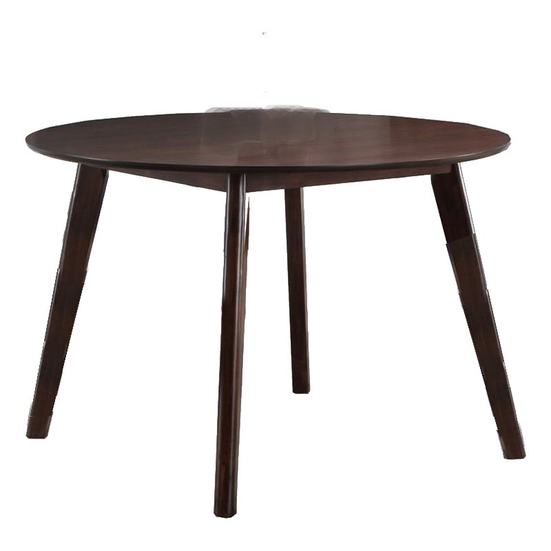 Tery Dining Table- 47 Inch Round Top- Angled Legs- Cherry Brown Wood