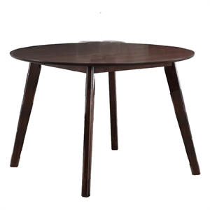 Tery Dining Table- 47 Inch Round Top- Angled Legs- Cherry Brown Wood
