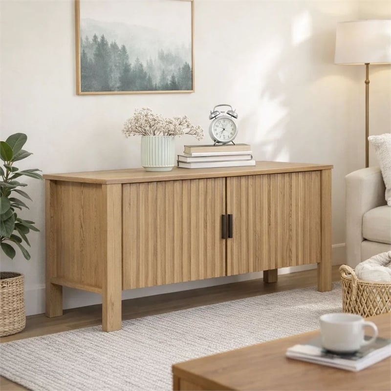 Hay TV Media Console- 47 Inch- 2 Doors w Adjustable Shelves- Beige