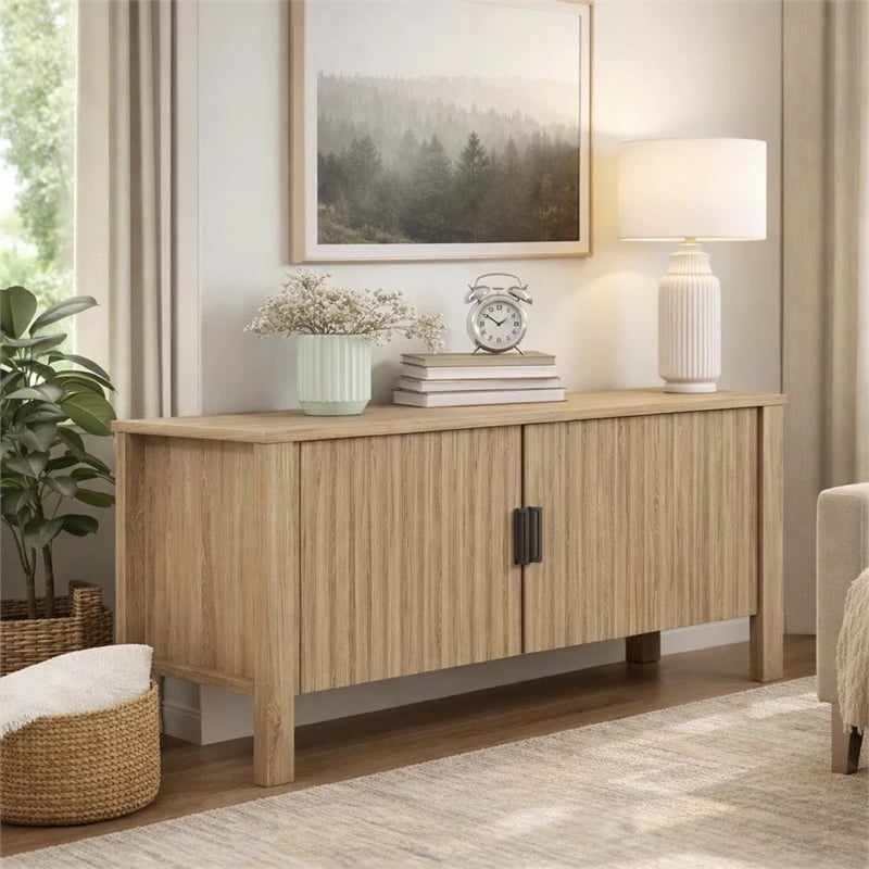 Hay TV Media Console- 47 Inch- 2 Doors w Adjustable Shelves- Beige