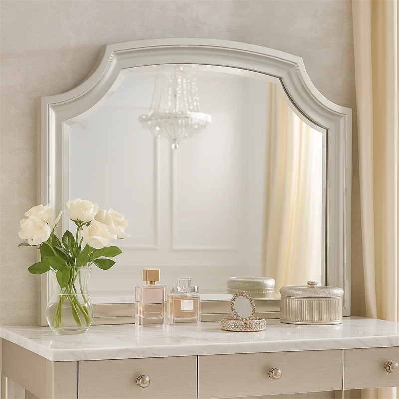 Felix Dresser Mirror- 30 Inch- Low Distortion Glass- Matte Silver Pine
