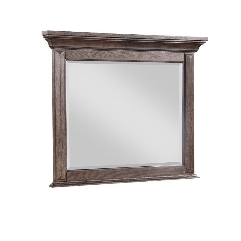 Vesy Dresser Mirror- 48 Inch- Low Distortion Glass- Walnut Brown Wood