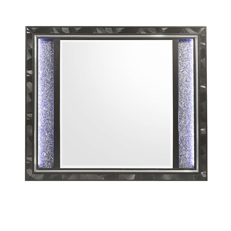 Ren Dresser Mirror- 45 Inch- Crushed Crystal Look Black Laminate- LED
