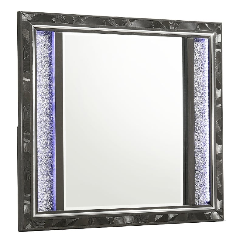 Ren Dresser Mirror- 45 Inch- Crushed Crystal Look Black Laminate- LED