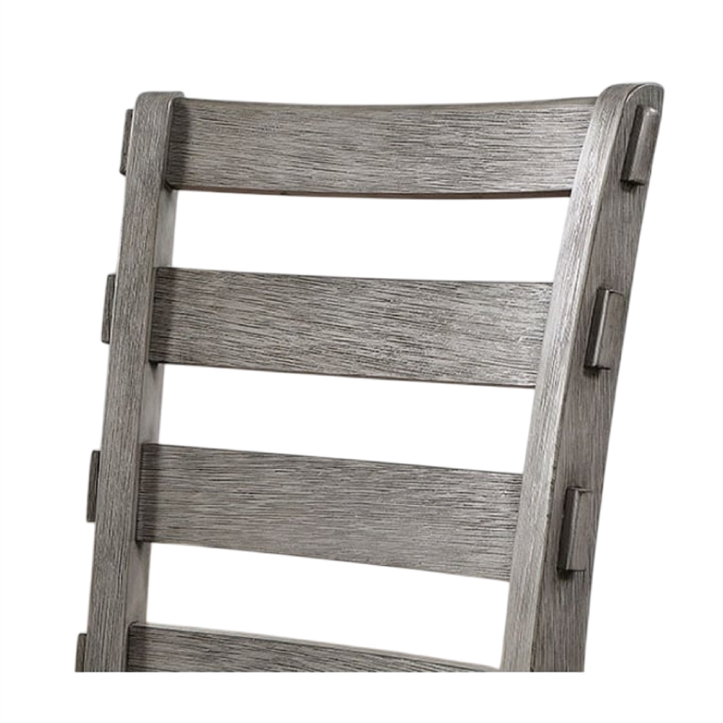 Lais 6pc Dining Table Set with Bench- 4 Ladderback Chairs- Rustic Gray