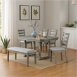 Lais 6pc Dining Table Set with Bench- 4 Ladderback Chairs- Rustic Gray