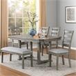 Lais 6pc Dining Table Set with Bench- 4 Ladderback Chairs- Rustic Gray