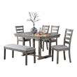 Lais 6pc Dining Table Set with Bench- 4 Ladderback Chairs- Rustic Gray