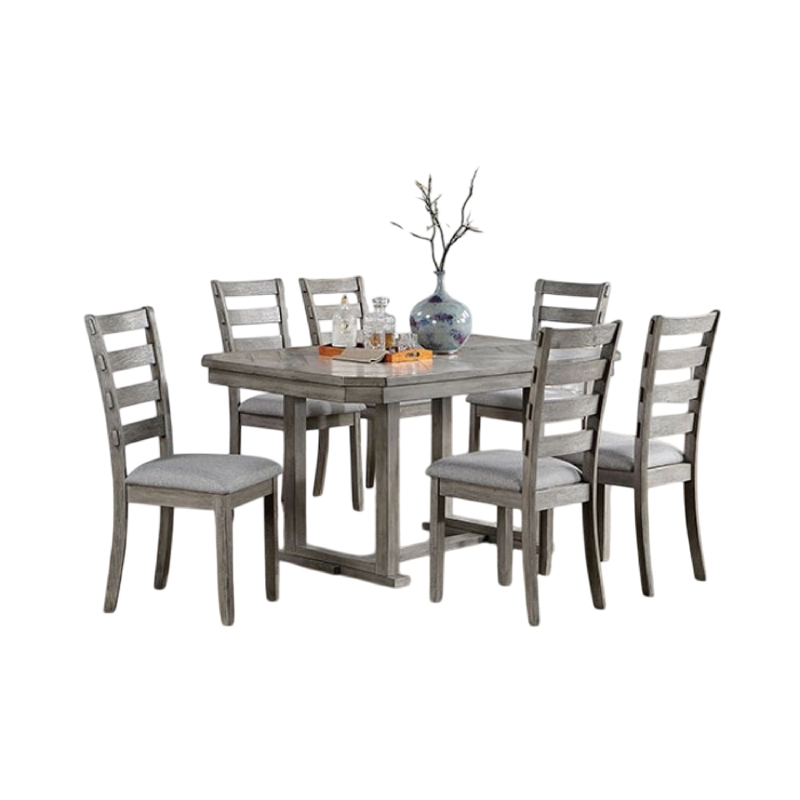 Lais 7pc Dining Table Set with 6 Ladderback Chairs- Rustic Gray