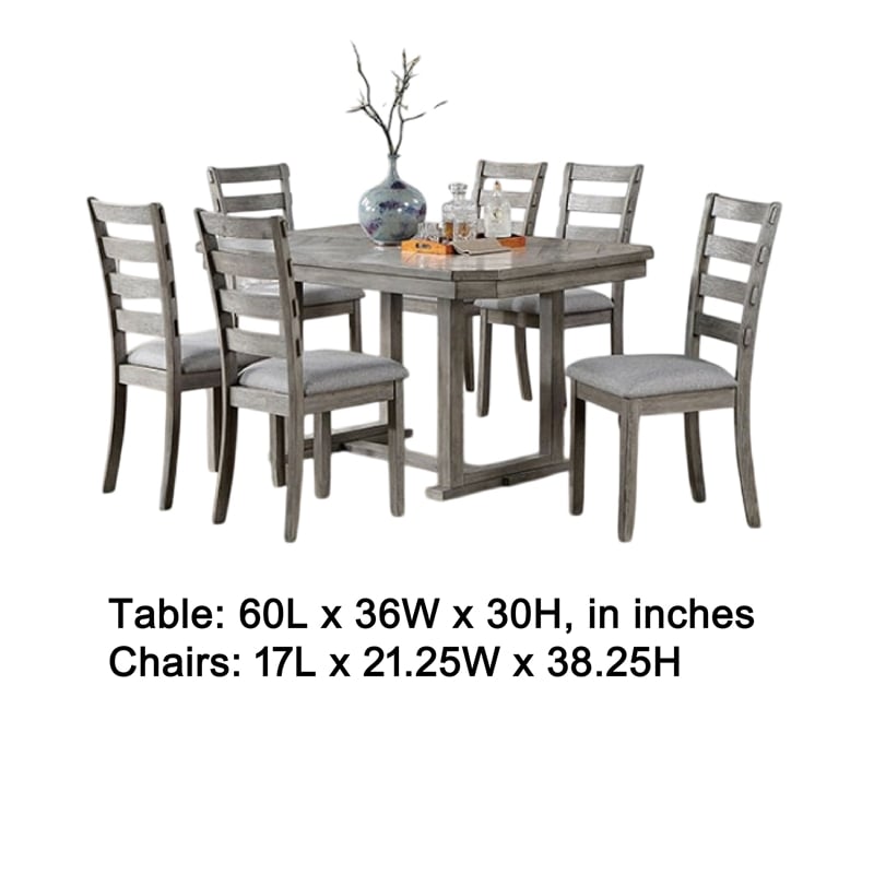 Lais 7pc Dining Table Set with 6 Ladderback Chairs- Rustic Gray