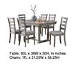 Lais 7pc Dining Table Set with 6 Ladderback Chairs- Rustic Gray