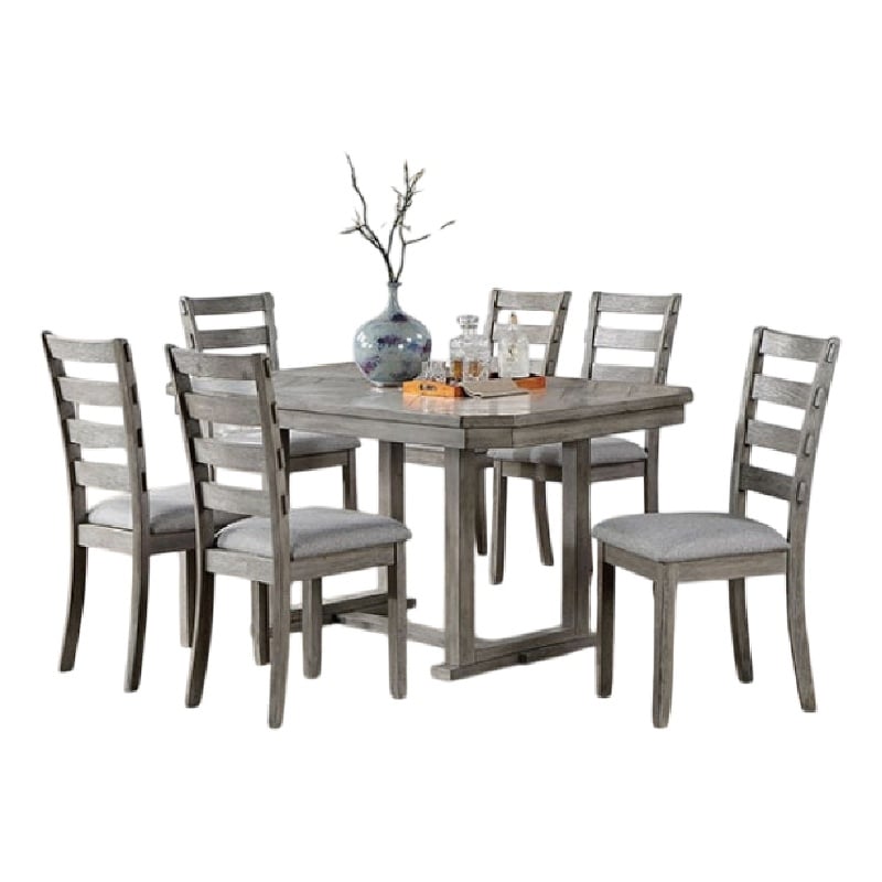 Lais 7pc Dining Table Set with 6 Ladderback Chairs- Rustic Gray
