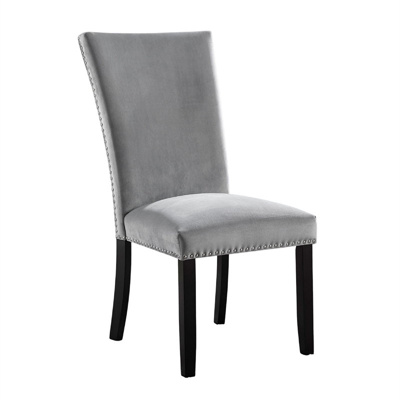 Ronda 7pc Dining Table Set with Marble Top- Gray Fabric Chairs- White