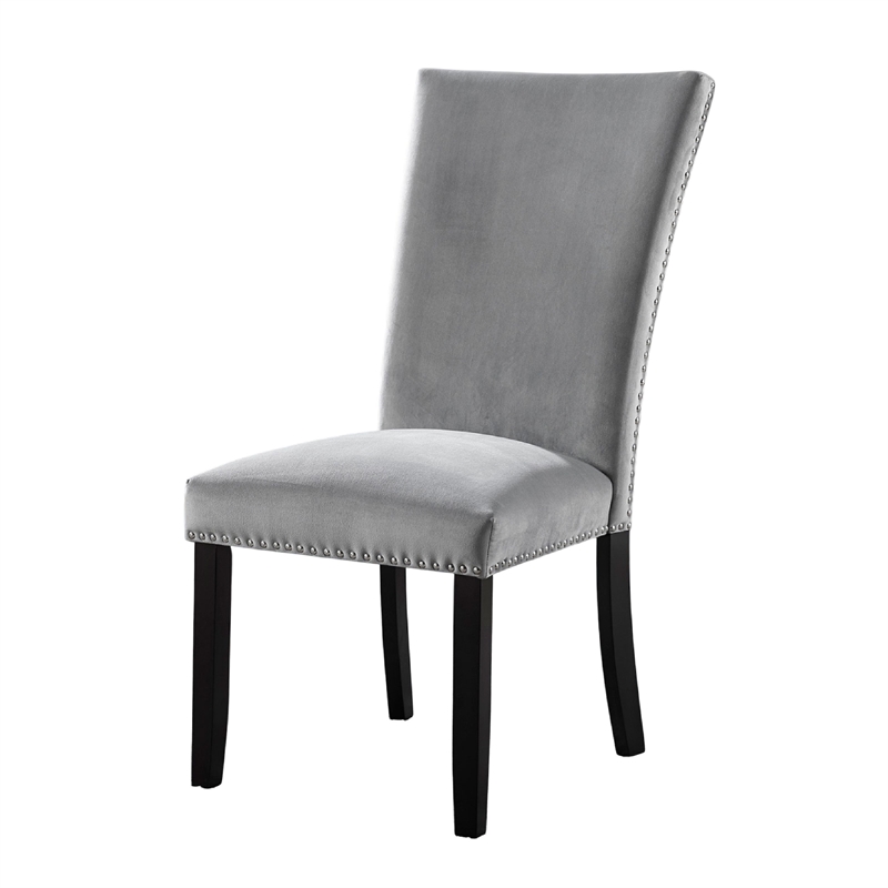 Ronda 7pc Dining Table Set with Marble Top- Gray Fabric Chairs- White