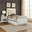 Dima Twin Size Bed with Pull Out Trundle and LED Headboard- Pearl White